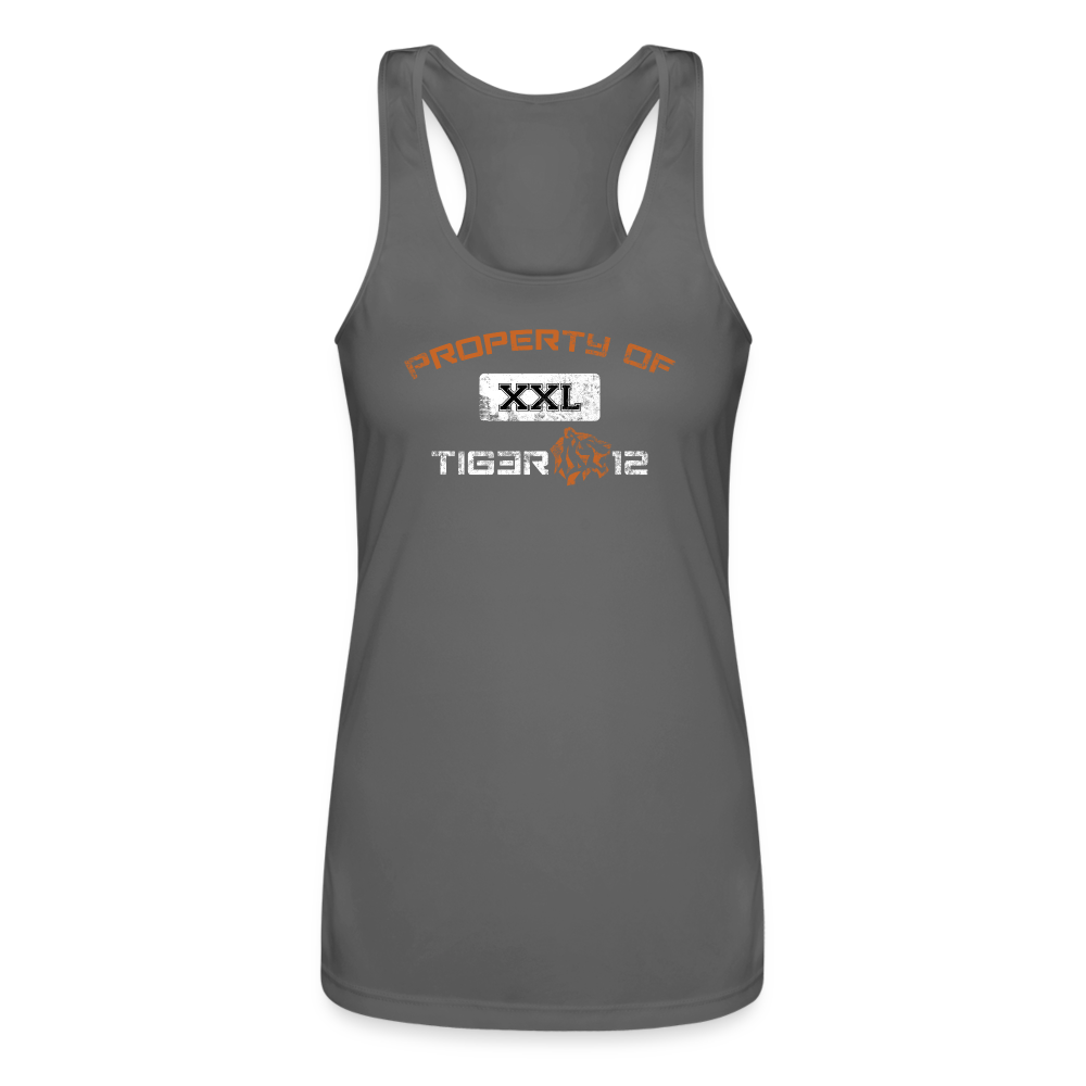Property Of - Women’s Performance Racerback Tank Top - charcoal