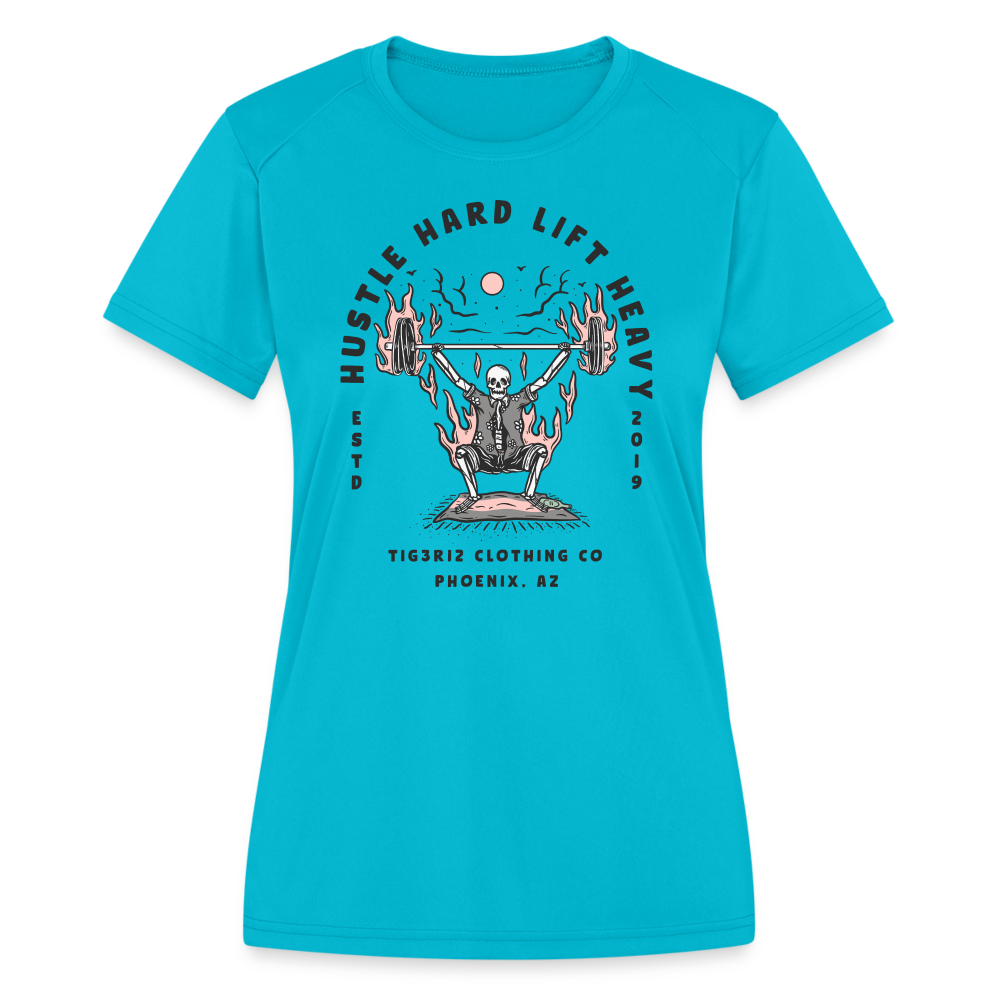 Hustle Hard - Women's Moisture Wicking Performance T-Shirt - turquoise