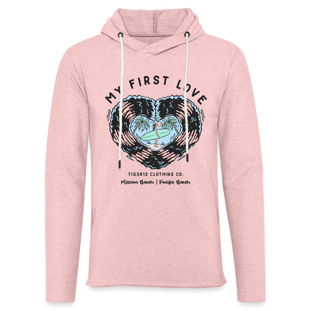 First Love - Unisex Lightweight Terry Hoodie - cream heather pink