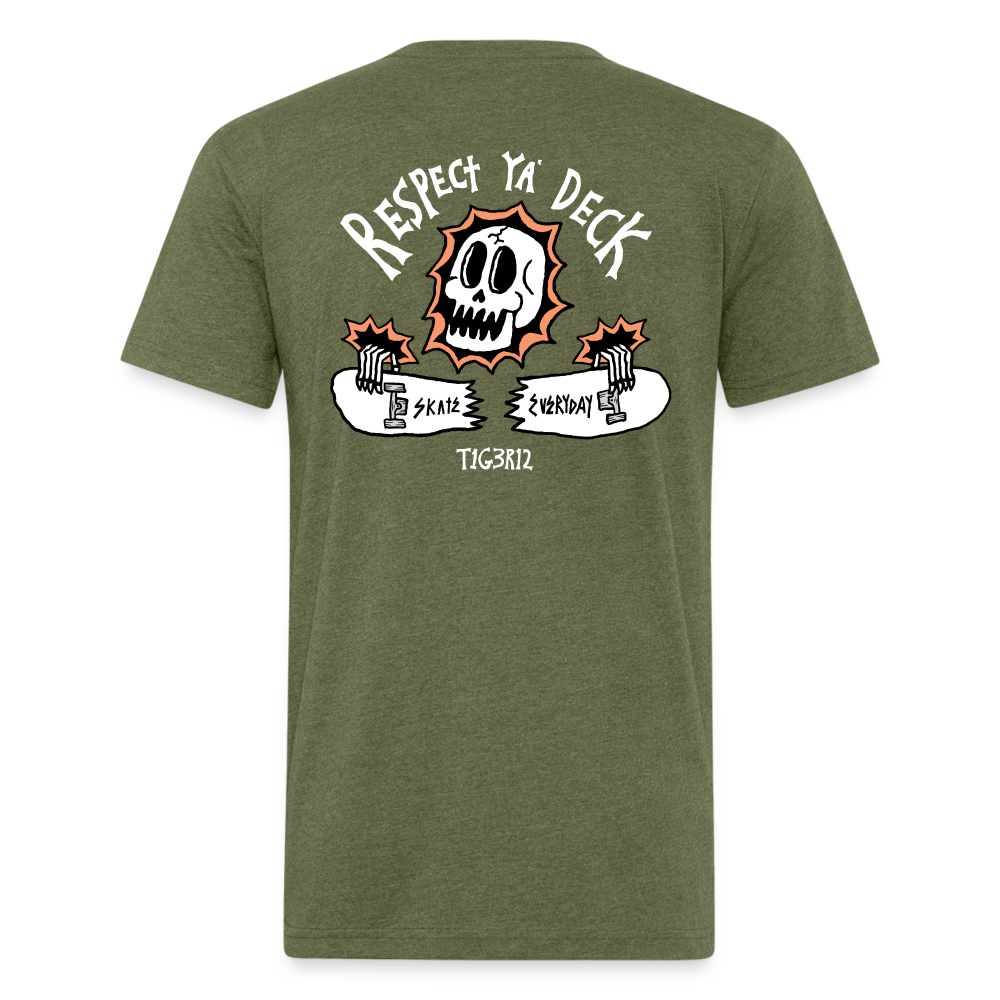 Respect Ya' Deck - Fitted Cotton/Poly T-Shirt by Next Level - heather military green
