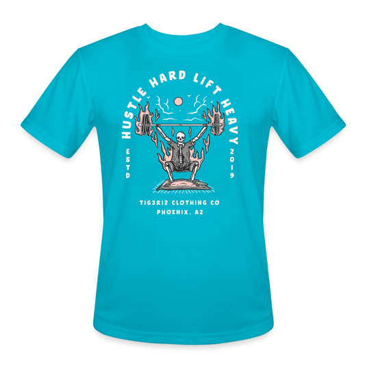 Hustle Hard - Men’s Moisture Wicking Performance T-Shirt - turquoise