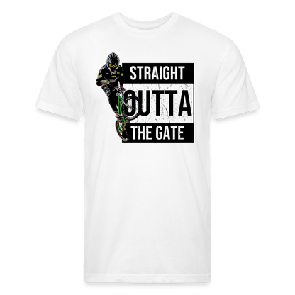 Straight Outta The Gate - Fitted Cotton/Poly T-Shirt - white