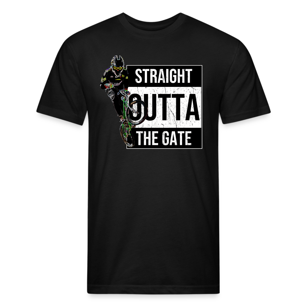 Straight Outta The Gate - Fitted Cotton/Poly T-Shirt - black